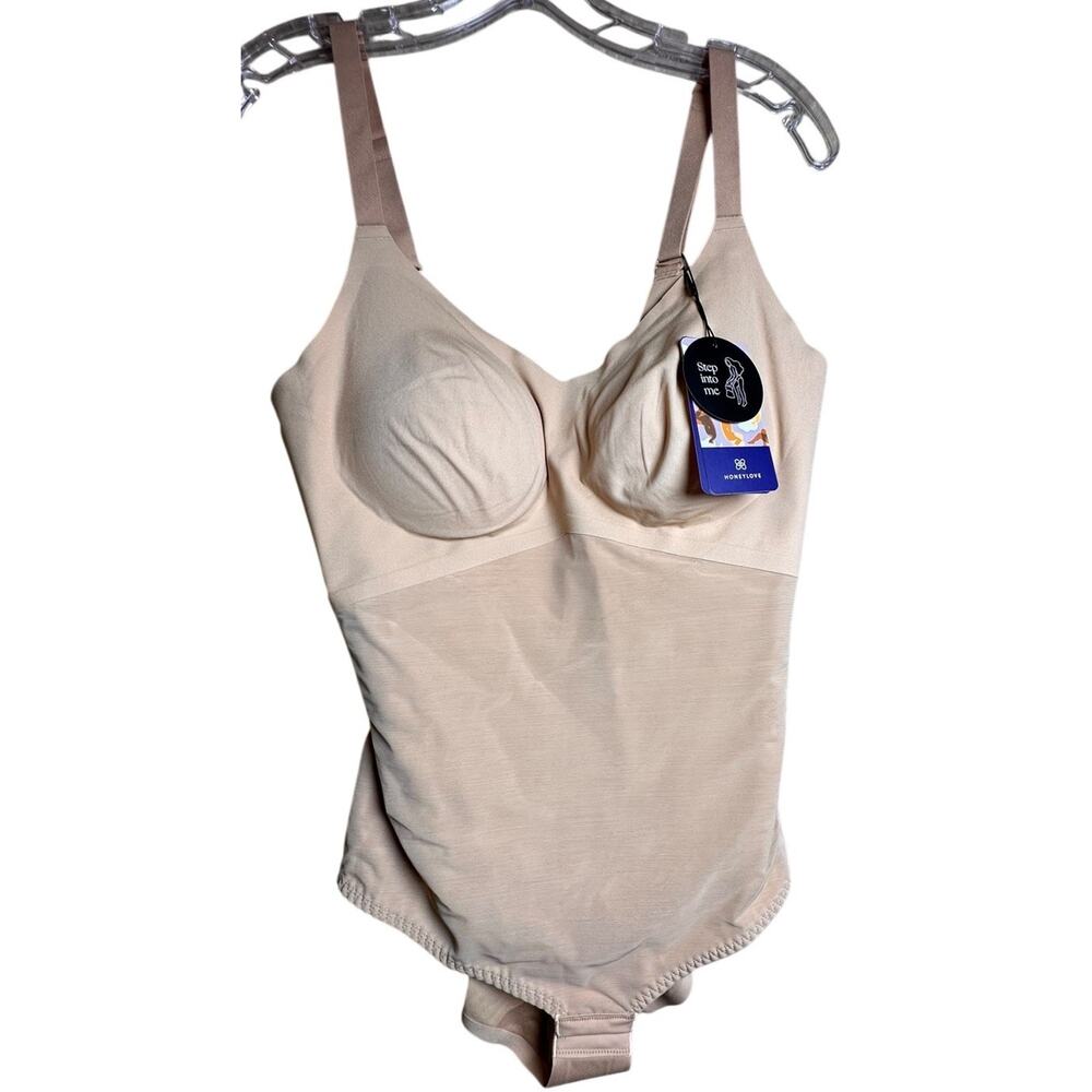 NWT Honeylove LiftWear Cami Bodysuit Petite XL Sand Shapewear Beige - Picture 2 of 15